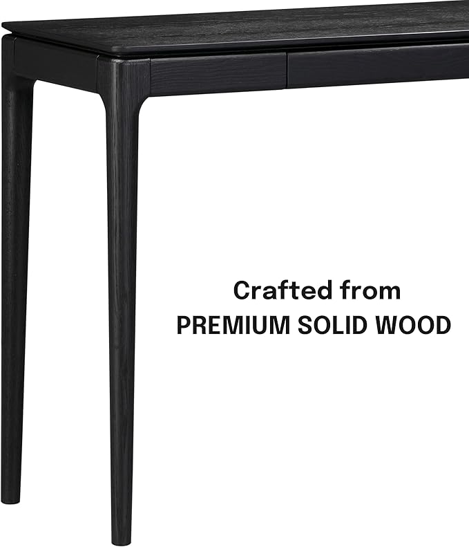 NTC Mingle Modern Wooden Rectangle Console Table with Hidden Drawer – Waterproof & Heat Resistant, Burnt Black