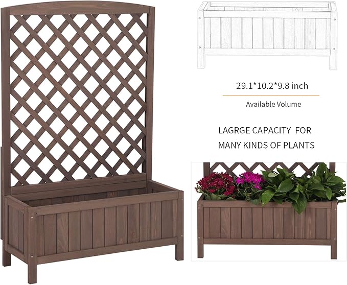 Aivituvin Planter with Trellis Raised Garden Bed Large Garden Box Outdoor for Flower Standing Vertical Lattice Panels for Vine