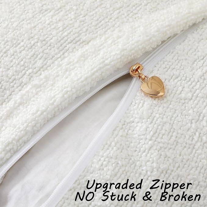 FUTEI Pack of 2 White Decorative Throw Pillow Covers 22x22 Inch Soft Cozy Solid Boucle Textured Cushion Case,Modern Home Decor for Couch Bed Living Room