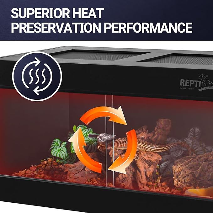 REPTI ZOO 50 Gallon PVC Reptile Enclosure, 36x18x18 inch Reptile Tank for Ball Python Bearded Dragon Snake Gecko, Reptile Terrarium Lounge Habitat with Glass Sliding Door & Top Screen Ventilation