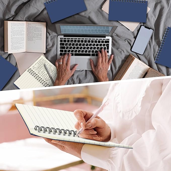 Jutom 18 Pcs Small Spiral Notebooks Memo Pads 3x5 Bulk Small Pocket Notebooks Mini Notepads with Lined Pages Small Journals for Office School Work Writing Supplies,120 Pages (Dark Blue)