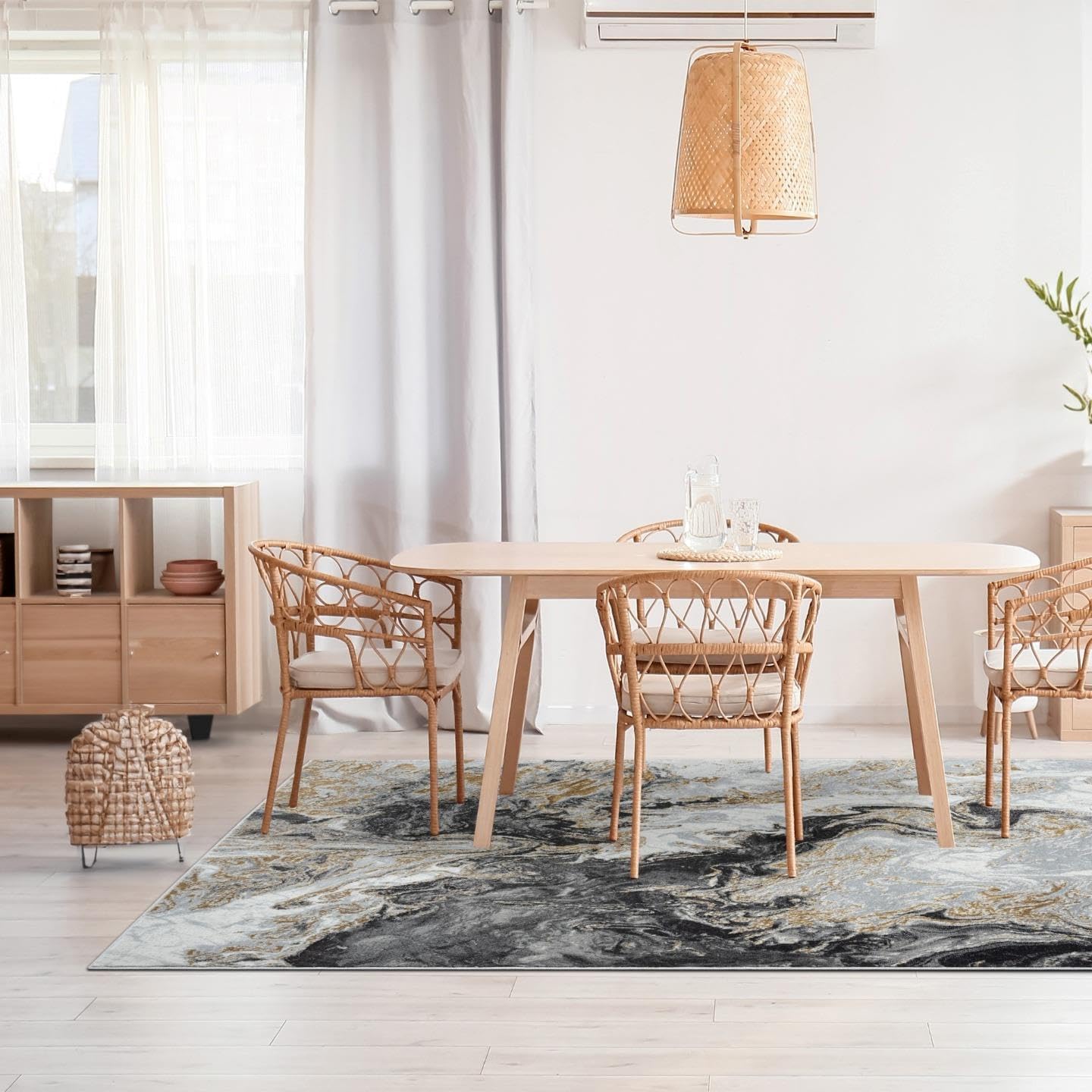 LUXE WEAVERS Marble Swirl Abstract Area Rug, Smoke 8x10