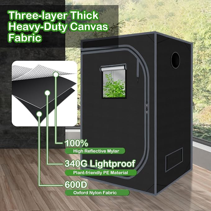 Grow Tent 36"x36"x72" 600D Mylar Hydroponic High Reflective Grow Tents for Indoor Plant Growing 3x3