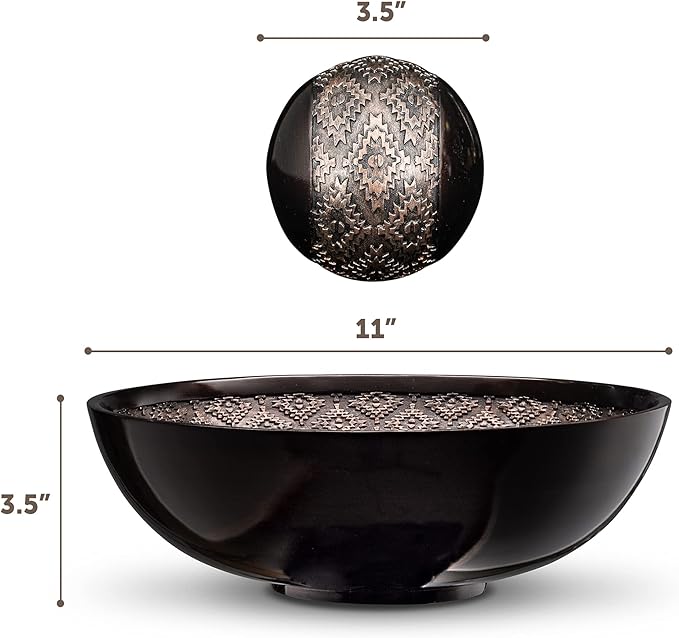 Creative Scents Dublin Brown Decorative Bowl with Orbs Set - Centerpiece Table Decorations - Coffee Table Decor - Home Decorations for Living Room Decor, Table Centerpieces for Dining Room Table