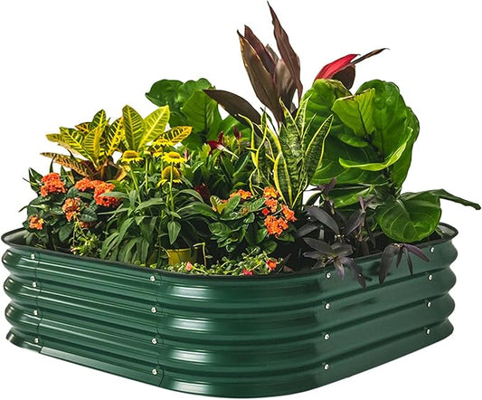 Vego garden Raised Garden Bed Kit, 11" Tall 4 in 1 Modular Metal Raised Garden Beds Kit, Metal Planter Box for Vegetables, Flowers, Herbs, British Green