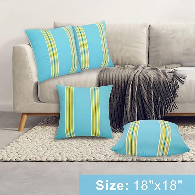 JMGBird Outdoor Pillows for Patio Furniture 18''x18'' Decorative Throw Pillows with Inserts, Square Pillow for Couch, Sofa, Bench, Chair