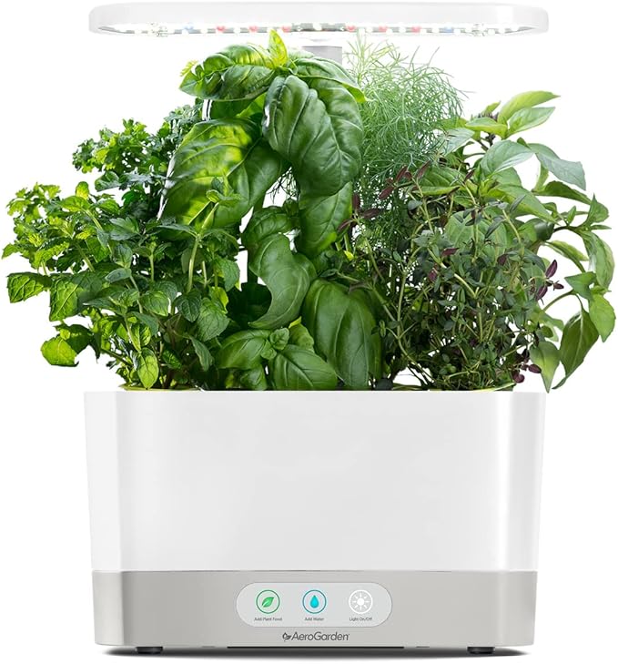 AeroGarden Harvest Indoor Garden Hydroponic System with LED Grow Light and Herb Kit, Holds up to 6 Pods, White