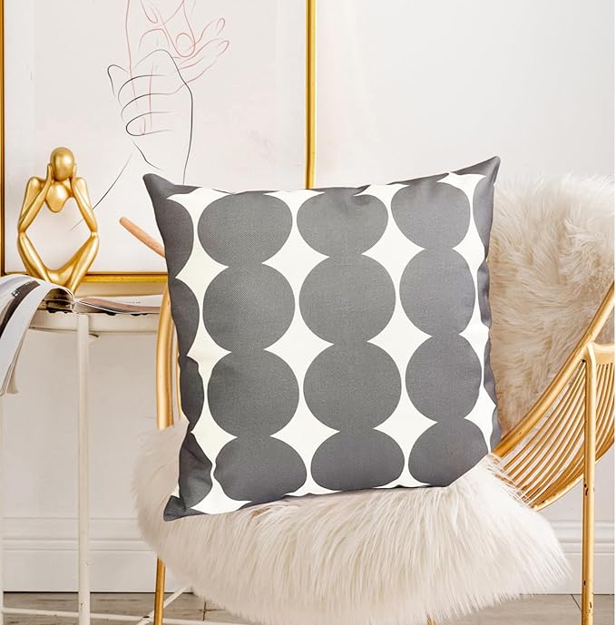 Decorative Throw Pillow Covers Set of 2 Dark Grey Fashion Polka dot Pillow Covers 16x16 Inch Throw Pillow Cover Linen Pillowcase Farmhouse Outdoor Pillow Covers for Couch Sofa Living Room