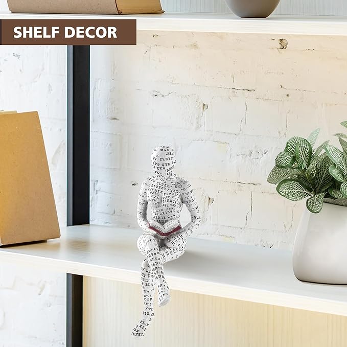 GRAPMKTG Home Decor Pulp Reading Women Thinker Statue Aesthetic Sculpture Room Decor Modern Abstract Decoration on Shelf Table Desk for Living Room Office Bedroom E