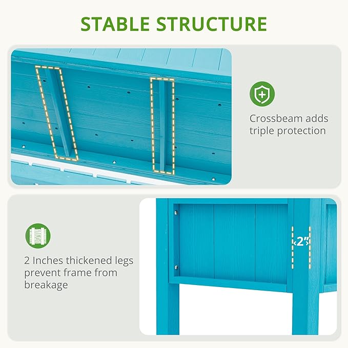 LUE BONA Elevated Planter Box with Legs and Shelf, 47 * 21 * 30in, 8 DIY Pocket HDPS Raised Garden Bed with Tools, 3-Year Warranty, No Crack, Large Outdoor Herb Raised Beds for Gardening Vegetables