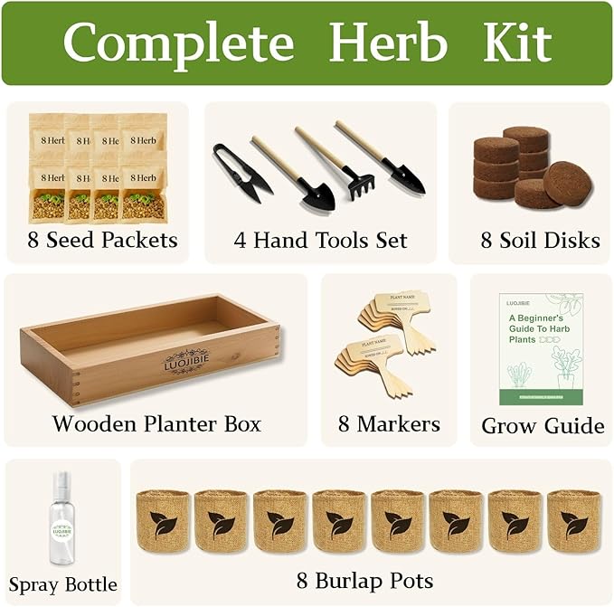 Organic Indoor Herb Garden Start Kit - Unique Gifts for Women, Christmas Gifts for Adults, Easy House Plant- Birthday for Women,House Warming Gift New Home- Fresh Herb Garden DIY Crafts for Adults