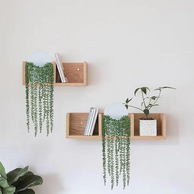 4 Pack String of Pearls Artificial Plant with Wall Planters 29.5 Inch Faux Hanging Succulents Pearl Fake Draping Plants in Pots for Home Indoor Outdoor Shelf Wall Decor