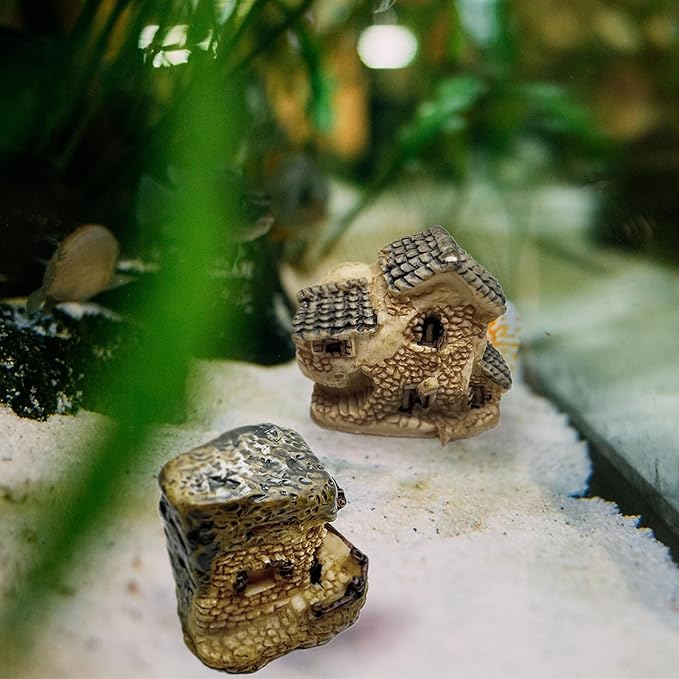 8 PCS Mini House Figurines,Mini Fairy Cottage House, Fairy Garden Cottage Ornaments Accessories for DIY Bonsai，Terrarium，Micro Landscape Yard Bonsai Decoration.