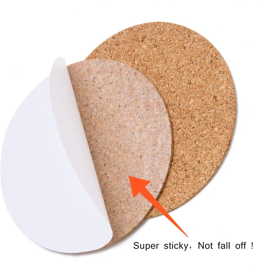 BEFORYOU 60 Pack Self-Adhesive Cork Round Coasters - 4"x 4" Cork Backing Sheets Mini Wall Cork Tiles for Coasters and DIY Crafts