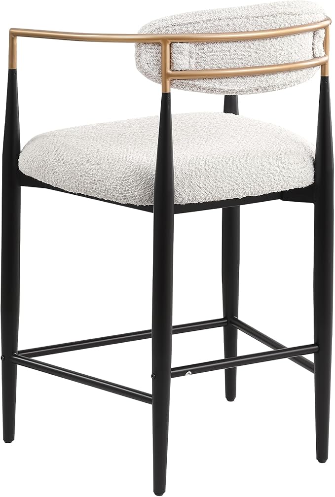Morden Fort Counter Height Bar Stools Set of 4, Modern Upholstered Counter Stools with Gold Arms and Black Metal Legs, 26" Island Chairs for Kitchen and Home Bar