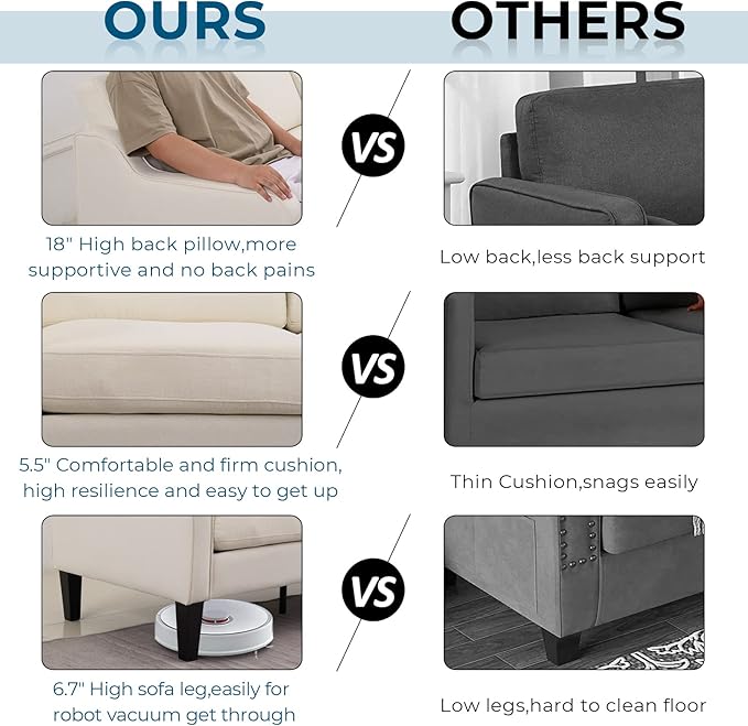 VINGLI Modern Accent Chairs Set of 2,Comfy Beige Armchair for Bedroom,Living Room Upholstered Sofa Chair Reading Chair for Small Spaces (2, Beige)