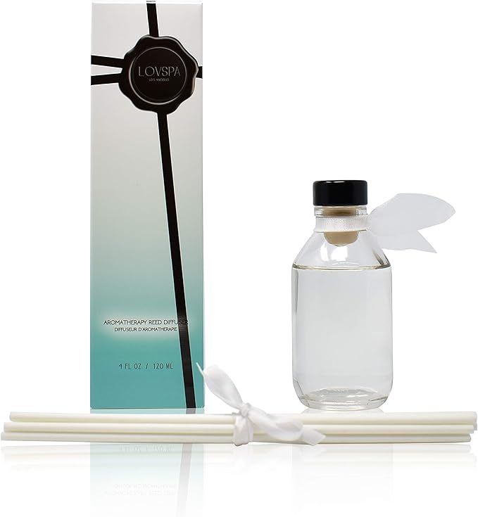 LOVSPA Reed Diffuser Set, Summer Linen Scented Oil Diffuser with Sticks, Home Fragrance Accessories for Bathroom Shelf Decor, Aroma Diffusers for Home or Office Desk, USA Made