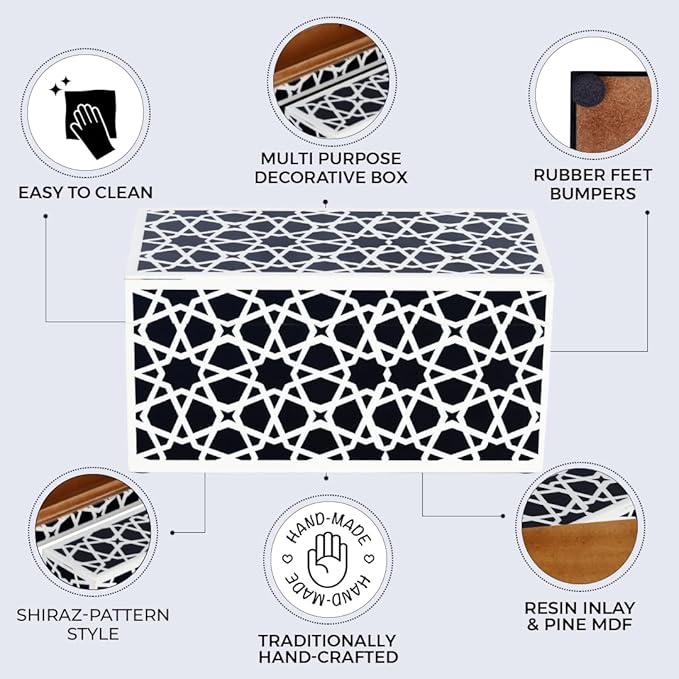 Handicrafts Home Handmade Zellij Collection Decorative Jewelry Box Organizer – Keepsakes, Trinkets, and Home Decor – Antique Coffee Table Storage, Wedding Memory Box, Farmhouse Style Decor, 10x5x5