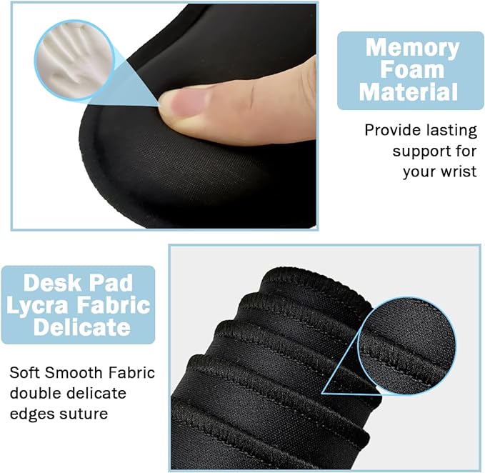 4-in-1 Large Gaming Mouse Pad, Keyboard Wrist Rest Pad & Wrist Support Mousepad Set, Extended Desk Pad Waterproof Desk Mat for Home Office Study Game-Black