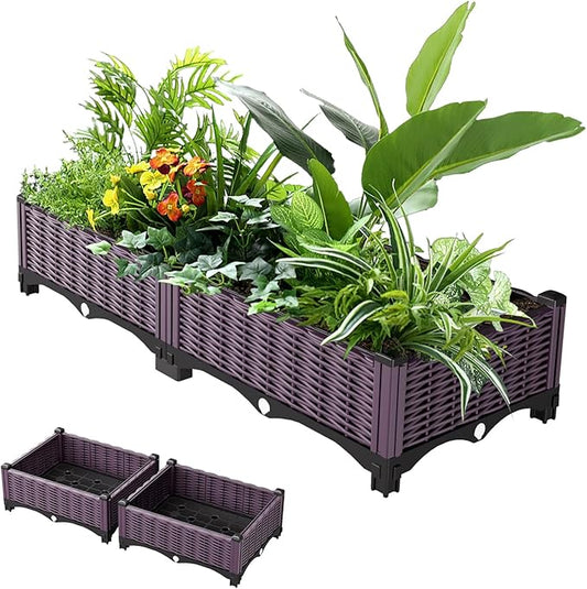 Raised Garden Bed Garden Planter Box with Drainage Holes, Plastic Raised Beds for Gardening Vegetables Herb Flowers,Garden Beds Outdoor for Garden Patio Deck Balcony