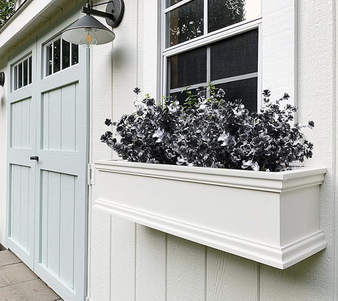 RECUTMS Black Artificial Flowers, 12 Pcs Fake Outdoor UV Resistant Plants Faux Plastic Greenery Shrubs Indoor Outside Hanging Planter Flower Decoration, Garden Decor (Black+White)