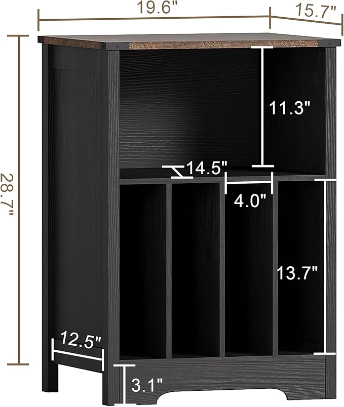 ChooChoo Record Player Stand, Vinyl Record Storage Cabinet, Turntable Stand Holds up to 160 Albums, Record Player Table Display Shelf for Living Room, Bedroom, Office, Vintage Black