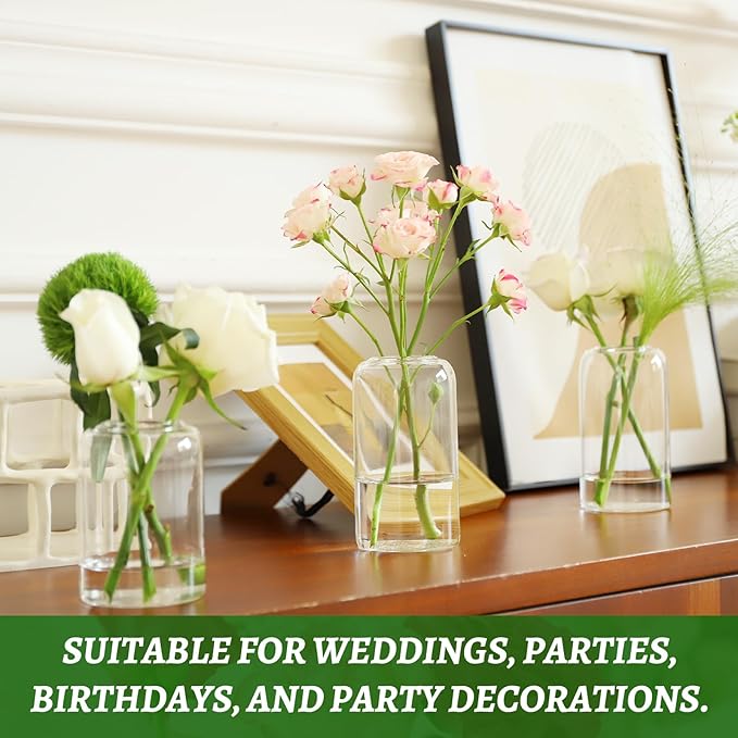 Glass Bud Vases Set of 24, Clear Flower Vase for Centerpieces, Small Vases for Flowers, Decor Centerpiece for Bathroom, Decorative Vases for House Warming