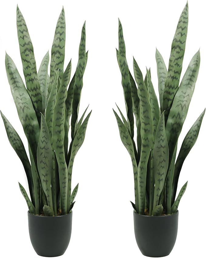 Solution4Patio 2PCS Artificial Sansevieria Trifasciata Prain 3 ft. Arbre Artificiel, Tropical Faux Snake Plant Greenery Realistic for Living Room, Home, Cafe or Office Corner Outdoor Indoor Decor