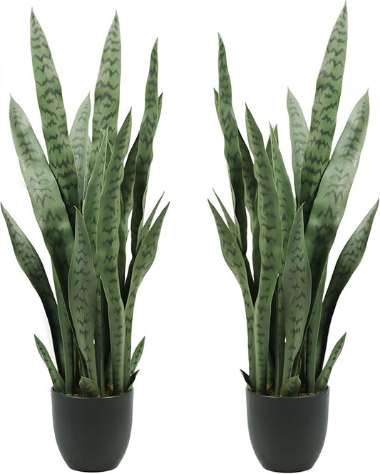Solution4Patio 2PCS Artificial Sansevieria Trifasciata Prain 3 ft. Arbre Artificiel, Tropical Faux Snake Plant Greenery Realistic for Living Room, Home, Cafe or Office Corner Outdoor Indoor Decor