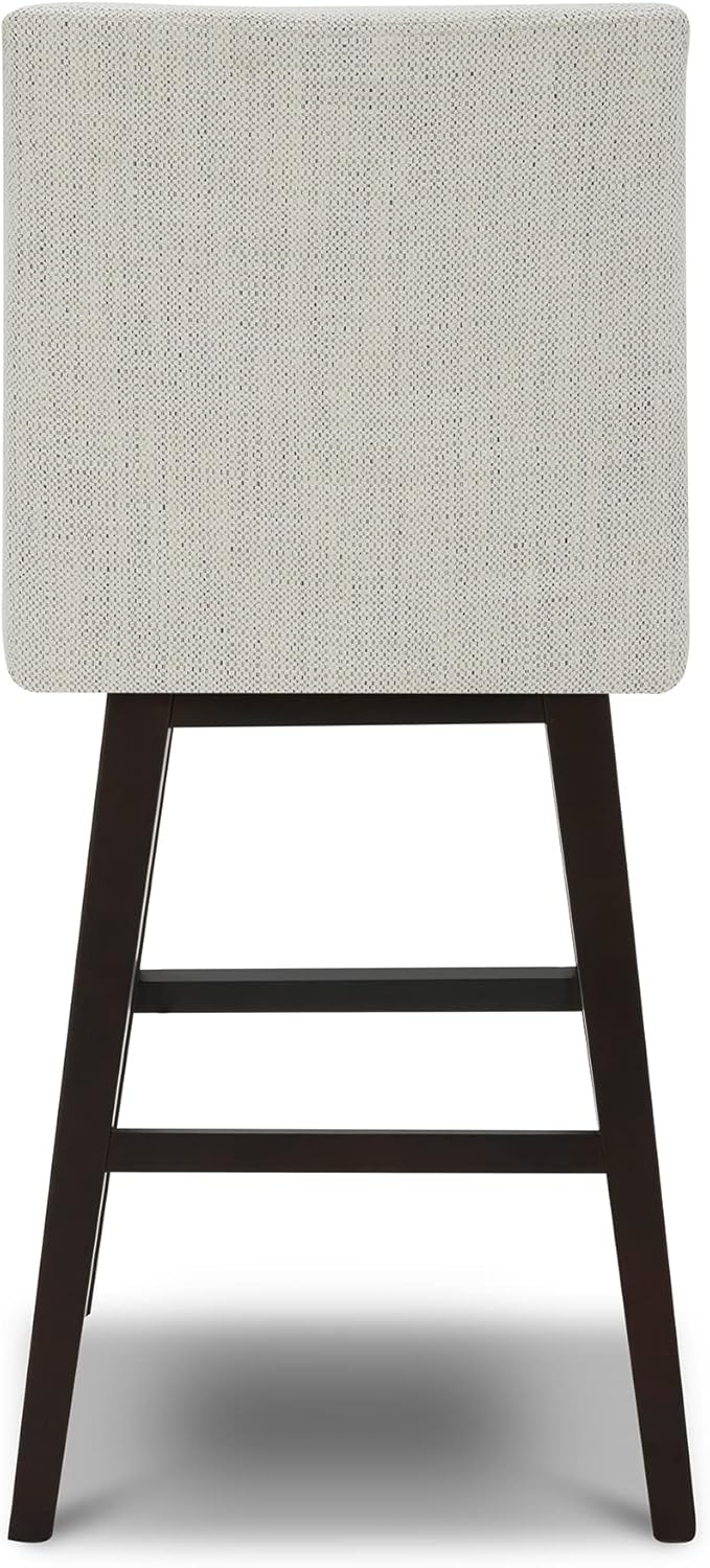 CHITA Bar Height Swivel Barstool with Back Set of 2, FSC Certified Upholstered Bar Stool, 30.7" H Seat Height, Fabric in Ivory