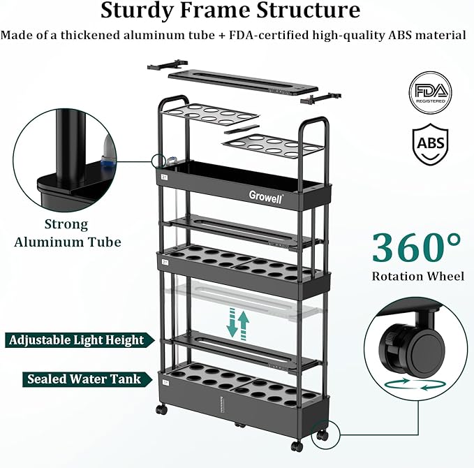 Large Basket Hydroponics Growing System Kit, 48 Pods Vertical Hydroponic Garden with 2 Grow Light Modes, Auto Circulating Water System, 40L Indoor Gardening System for Herb Vegetable Fruit