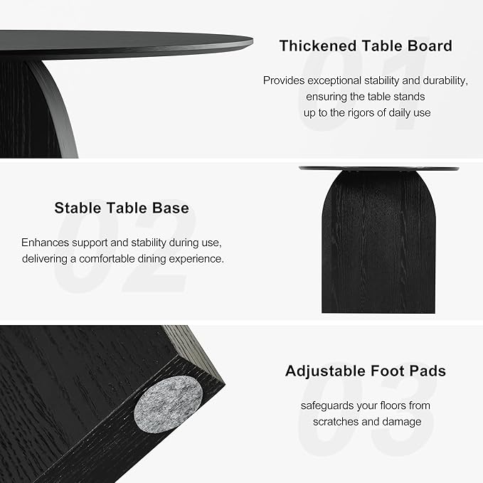 Casaphoria 79" Large Dining Table for 8, Wood Oval Living Room Table, Modern Farmhouse Kitchen Table with Scratch-Resistant Top & Wood Pedestal, Easy Assembly and Clean, Black