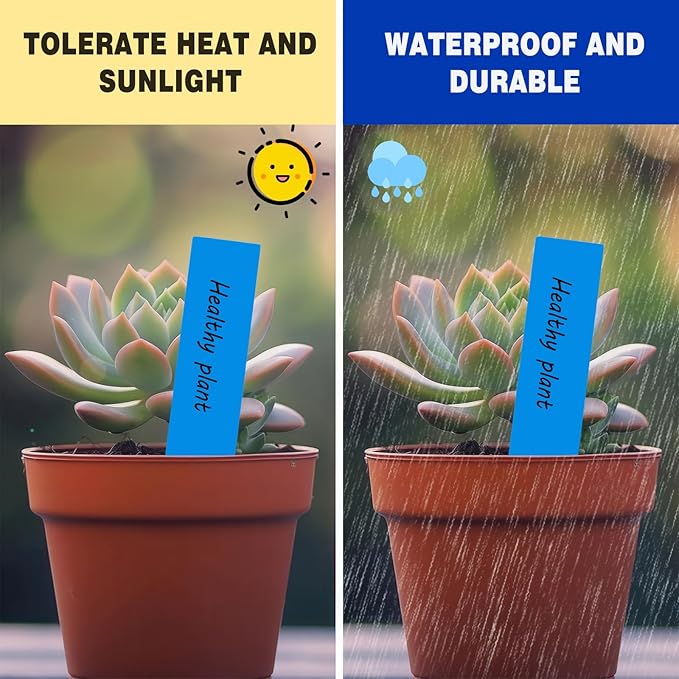 Plant Labels 200 Pcs Yuanling for Seeding Plastic Waterproof Plant Name Tags Garden Labels Marker Garden Pots Stakes for Outdoor Potted Plants Belt Permanent Marking Pen (Blue)