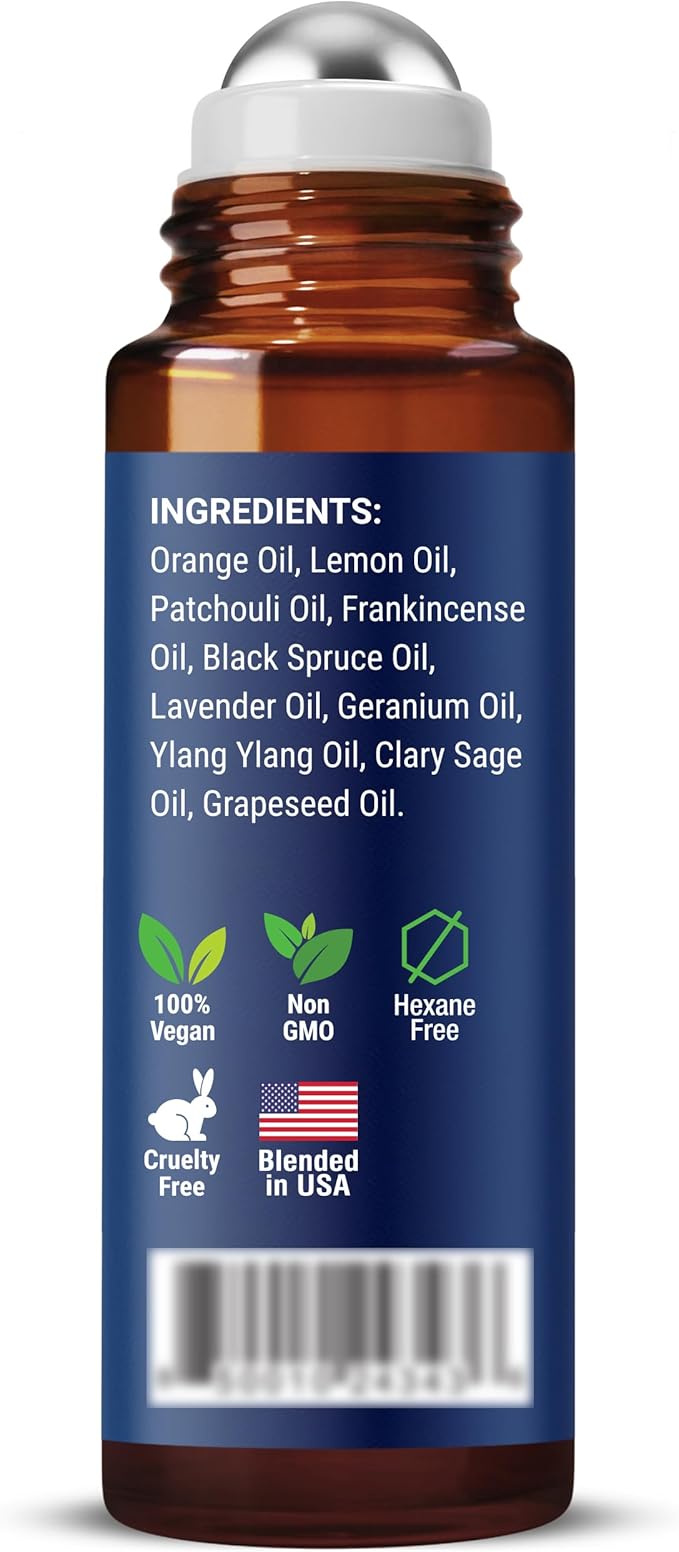 Stress Relief Essential Oil Roll-On Blend 10 ml - Natural Stress Relief with Lavender, Geranium & Frankincense Oils Roller - Pure & Calming Aromatherapy - Nexon Botanics