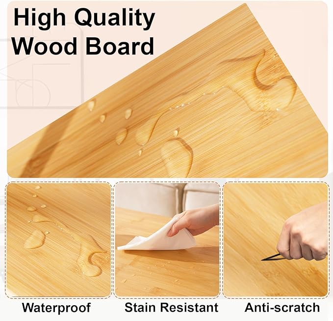 Coffee Table with 2 Tier Storage- Mid Century Modern Center Table, Farmhouse Bamboo Coffee Tables, Small Tea Tables for Living Room, Bedroom, Office, Patio (Natural)