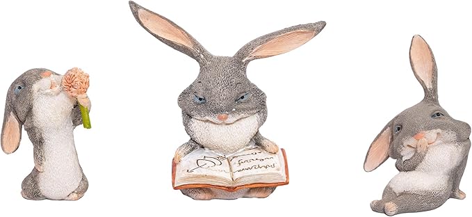 TZSSP 3 Pcs Rabbit Miniatures Garden Fairies Kit Garden Accessories-Miniature Figurines Accessories,DIY Kit,Micro Landscape Ornaments,Micro Landscape Terrarium Ornaments