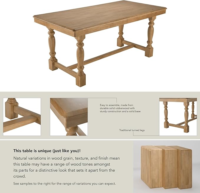 Bush Furniture Rectangular Dining Table, 67 inch Squire Trestle, Farmhouse Decor, Sterling Collection, Light Brown