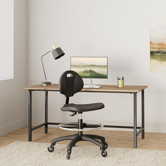 Chair Master - ESD Anti Static Ergonomic Polyurethane Chair Adjustable Height Heavy Duty Easy to Clean for Research, Laboratory and Cleanroom (Rollerblade Style Rubber Casters, Medium Stool)