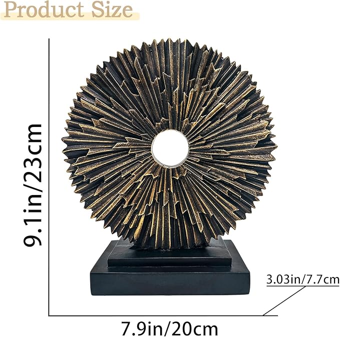 aboxoo Abstract Staute,Modern Decorative Home Decor,Office Desk Sculpture for Men,Creative Round Line Ornament for Bookshelf,Bedroom,Desktop,Dining Table(Copper Black)