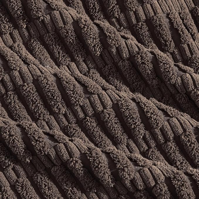 Fancy Homi 2 Packs Dark Brown Decorative Throw Pillow Covers 18x18 Inch for Living Room Couch Bed Sofa, Rustic Farmhouse Boho Home Decor, Soft Striped Corduroy Square Cushion Case 45x45 cm