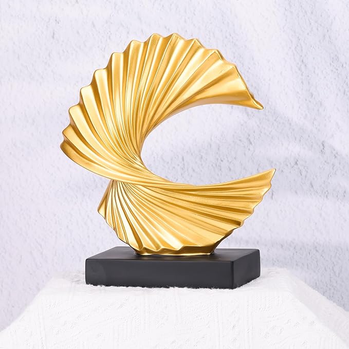 Gold Wave Sculpture,Modern Ocean Wave Home décor Accents Ornament,Resin Art Statue Home Decor Aesthetic,Shelf Decor,Coffee Table Decor Tv Stand Decor Adornos para Sala Modernos