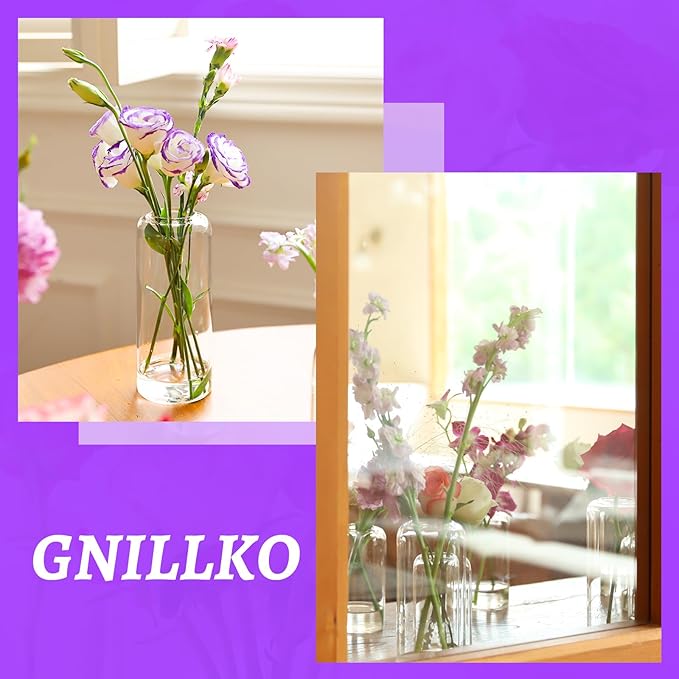 Bud Vases in Bulk Set of 12, Glass Small Vases for Flowers, Modern Cylinder Flower Vases for Wedding Centerpiece, Living Room Decorative, Home Decor