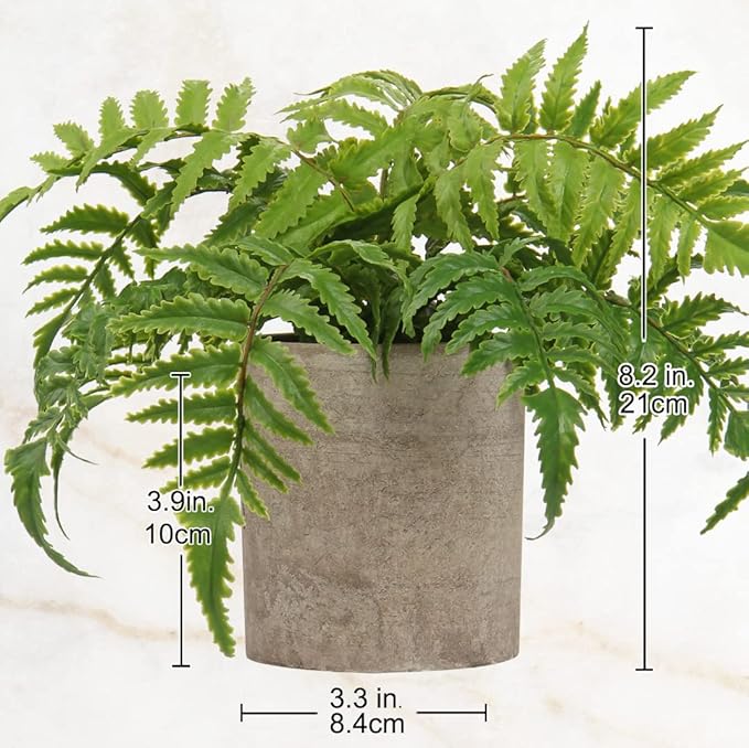 Small Fake Plant Potted Plants Artificial Decor Silk Boston Ferns Plant Faux Plants in Pots for Home Living Room Bedroom Desk Bathroom Window Shelf Farmhouse Decoration