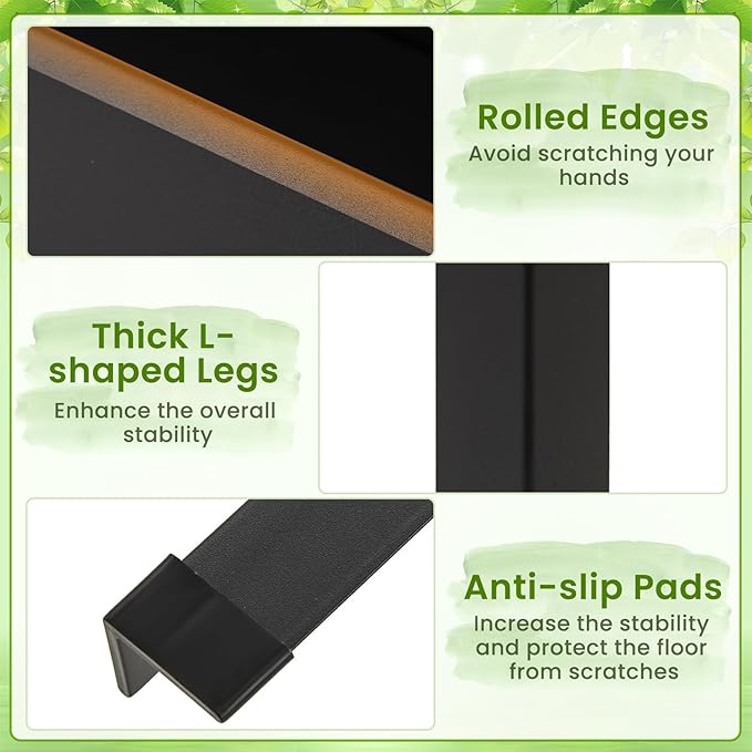 HAPPYGRILL Raised Garden Bed, Metal Elevated Planter Box w/Legs, Drainage Holes for Growing Vegetables Fruits Flowers, Indoor Outdoor Standing Plant Container for Backyard Patio (24”x11”x18”)