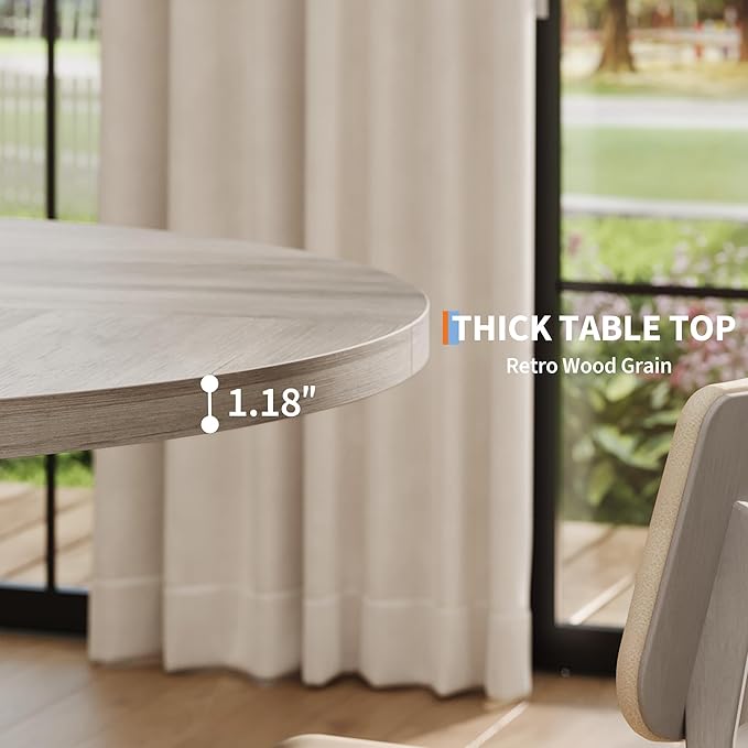 GAOMON Round Dining Table for 4-6, 47" Circle Dining Room Table with Sturdy Cross Base, Farmhouse Wood Dinner Table for Apartment Kitchen Living Room, Grey (Table Only)