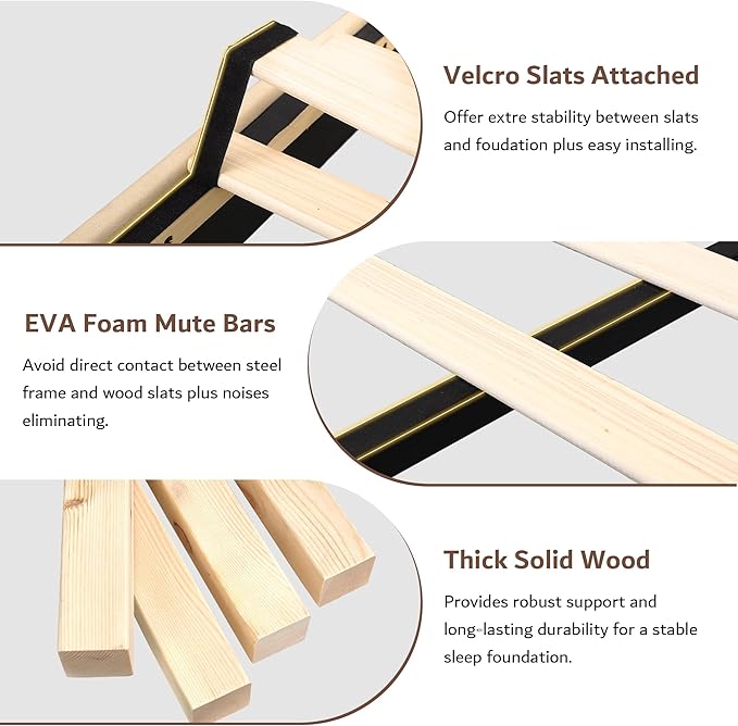 iPormis Full Size Bed Frame with Charging Station, Linen Platform Bed Frame with Wingback Upholstered Headboard, Solid Wood Slats Support, No Box Spring Needed, Easy Assembly, Beige