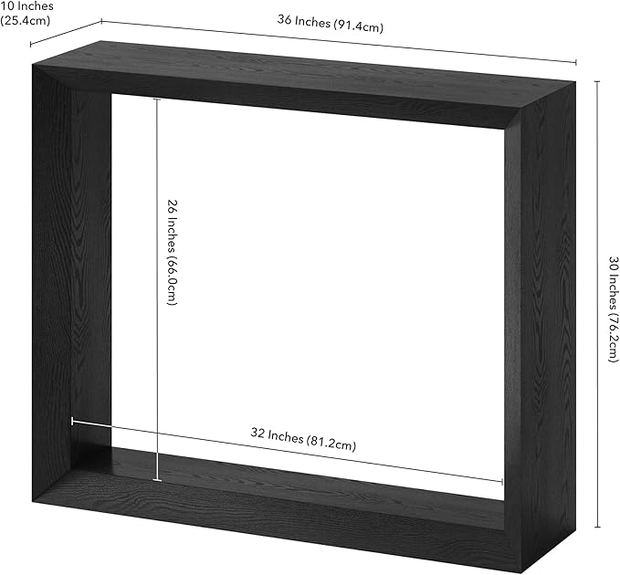 Henn&Hart 36'' Wooden Rectangular Console Table Entryway Table, Sofa Table for Entryway, Living Room, Couch, Hallway, or Office, Black Grain