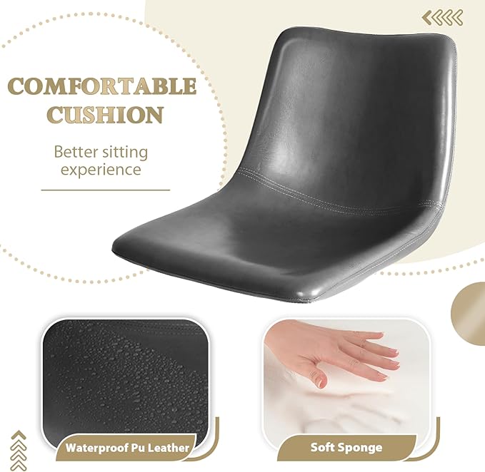 LEMBERI Bar Stools Set of 4 Modern Swivel Bar Chairs, Barstools Counter Height with Backrest, Adjustable Faux Leather Upholstered Bar Stool for Kitchen Island, Grey