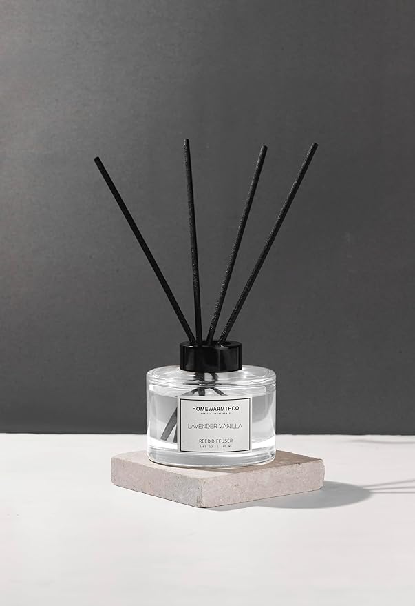 Lavender Vanilla Reed Diffuser Set - Luxury Fragrance Reed Diffusers for Home, Office & Bathroom Décor - Long Lasting Scent Sticks Diffuser with Non-Toxic Oils (5.63 oz)