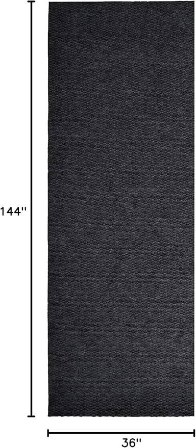 iCustomRug Spartan Weather Warrior Indoor/Outdoor Utility Berber Loop Carpet Runner with Non-Slip Thermoplastic Rubber Backing, 3ft X 12ft in Black